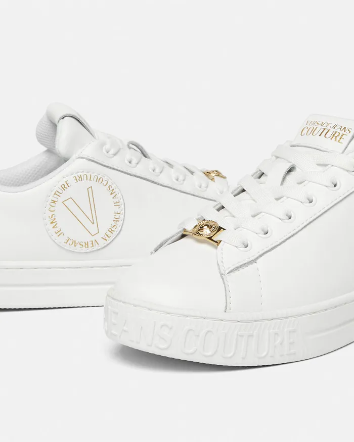Versace VEmblem Court 88 Sneakers Whiteprint Women Jeans Couture