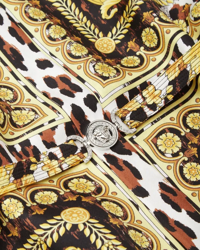 Versace Wild Barocco Silk Midi Shirt Dress Print Women Dresses
