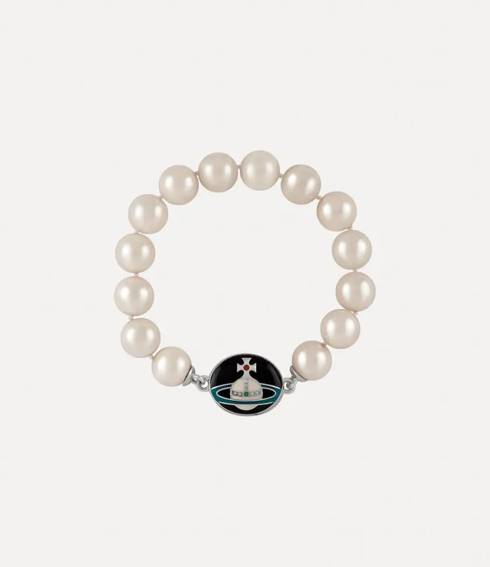 Vivienne Westwood Bracelets WomenMen Man Loelia Large Pearl Bracelet Platinumblackoffwhitegreenred Vivienne Westwood Bracelets WomenMen Man Loelia Large Pearl Bracelet Platinumblackoffwhitegreenred