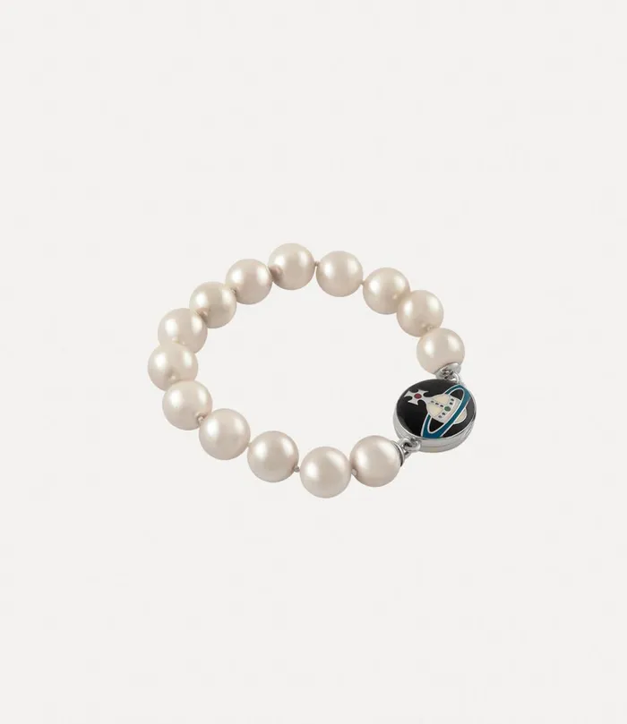 Vivienne Westwood Bracelets WomenMen Man Loelia Large Pearl Bracelet Platinumblackoffwhitegreenred