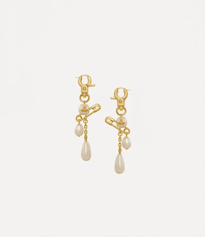 Vivienne Westwood Earrings Women Claude Long Earrings Gold Creamrose Pearl