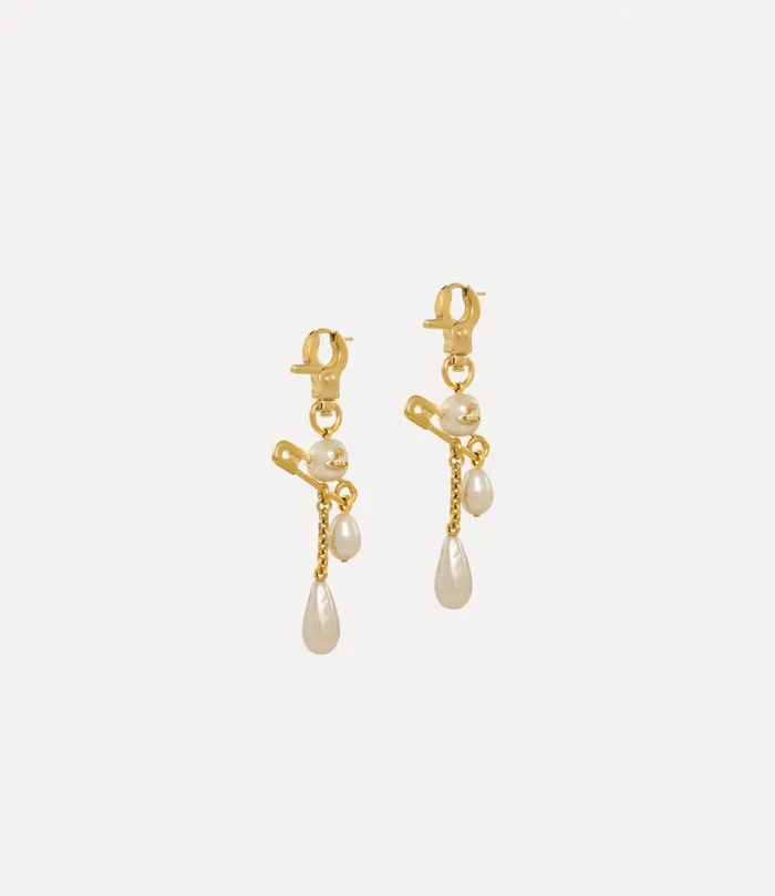 Vivienne Westwood Earrings Women Claude Long Earrings Gold Creamrose Pearl