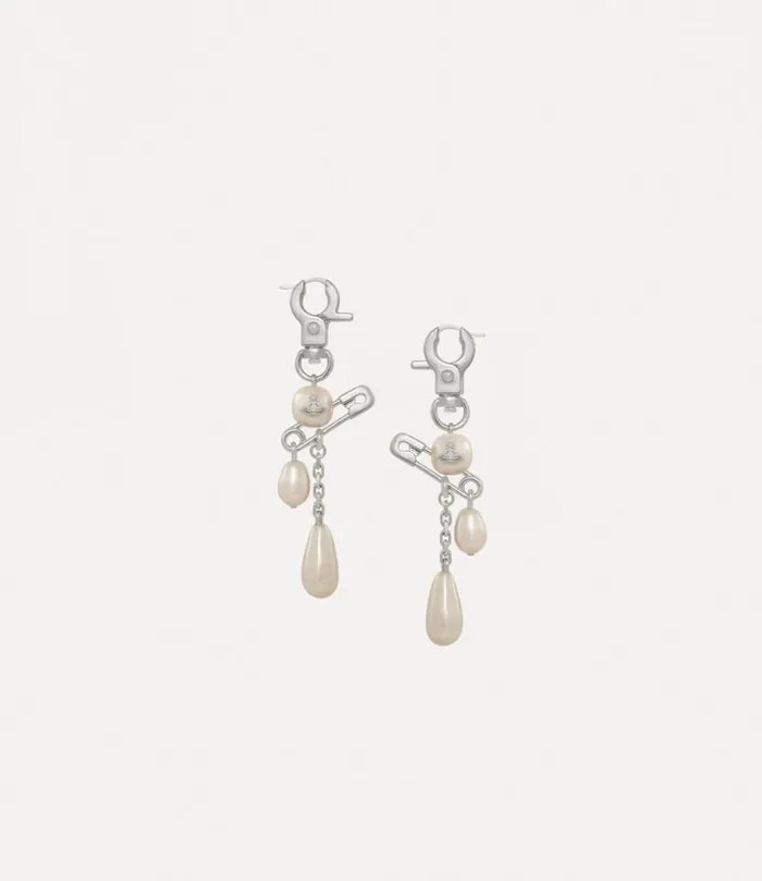 Vivienne Westwood Earrings Women Claude Long Earrings Platinum Creamrose Pearl Vivienne Westwood Earrings Women Claude Long Earrings Platinum Creamrose Pearl