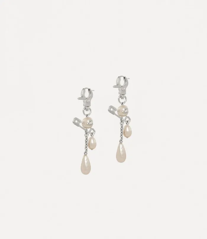 Vivienne Westwood Earrings Women Claude Long Earrings Platinum Creamrose Pearl