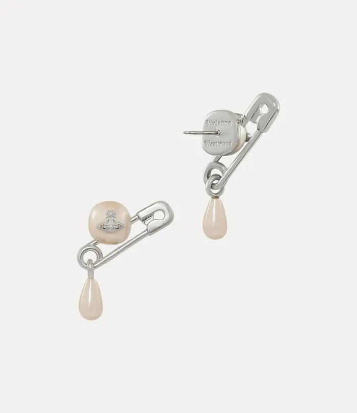 Vivienne Westwood Earrings Women Claude Small Stud Earrings Platinum Creamrose Pearl