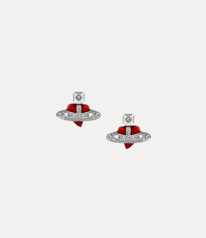 Vivienne Westwood Earrings Women New Diamante Heart Earrings Platinum Crystal Crystal Indian Pink Enamel Vivienne Westwood Earrings Women New Diamante Heart Earrings Platinum Crystal Crystal Indian Pink Enamel