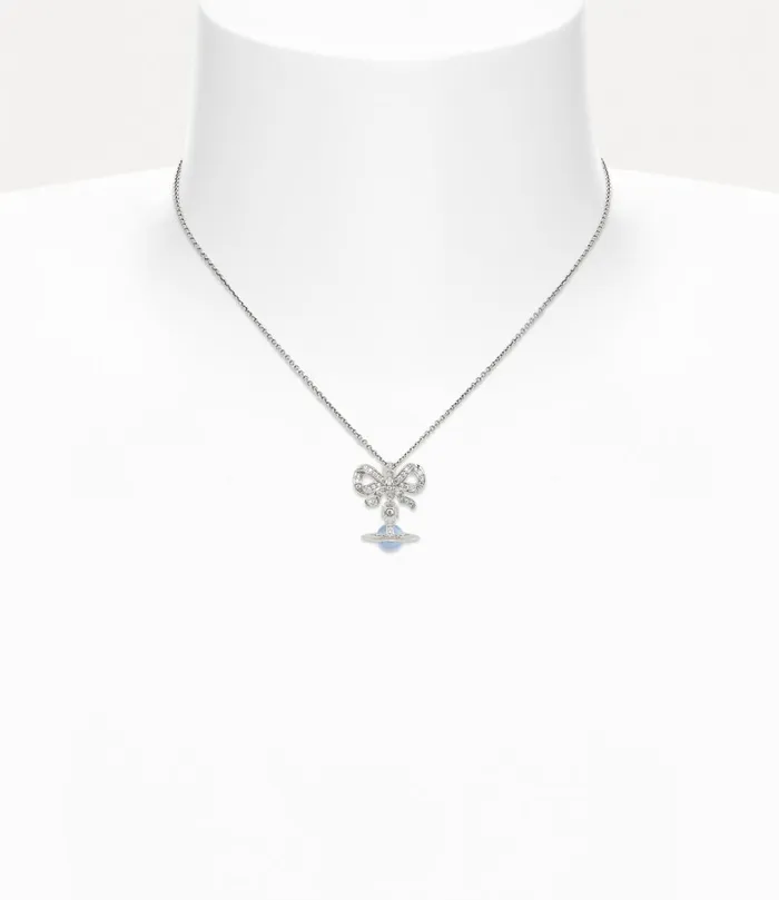 Vivienne Westwood Necklaces Women Octavie Pendant Necklace Platinum Light Blue White Cz