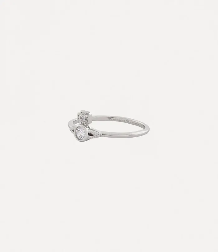 Vivienne Westwood Rings Women London Orb Ring Platinum White Cz