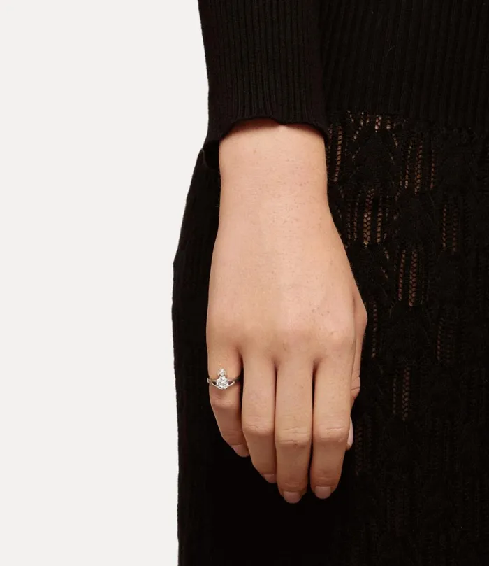 Vivienne Westwood Rings Women Reina Petite Ring Platinum White Cz