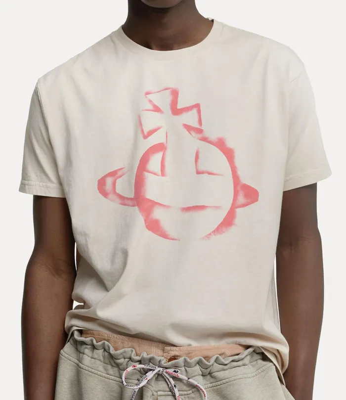 Vivienne Westwood TShirts And Polos Men Stencil Orb Classic TShirt Beige