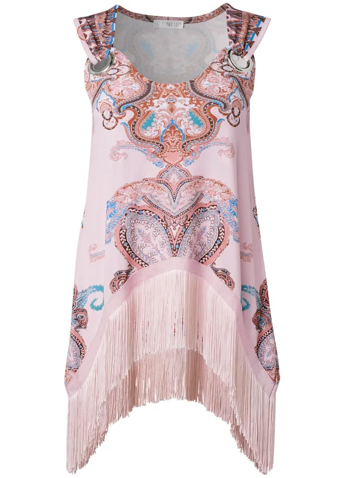 Wandering Goddess Fringe Top Blush Multi Women VENUS Sleeveless Tops