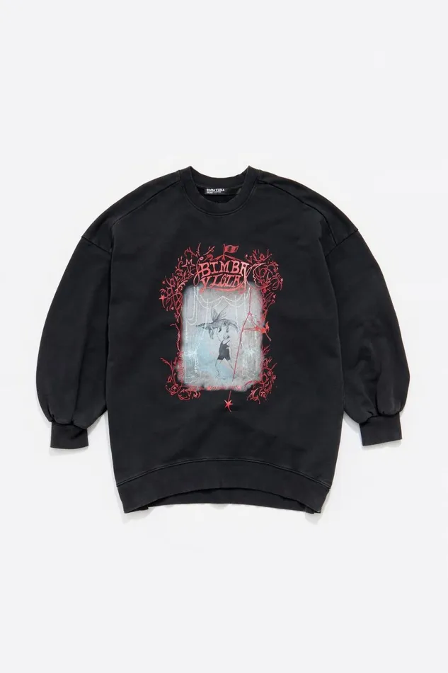 Washed Black Cotton Oversize Sweatshirt Washed Black Women Bimba Y Lola Knitwear Washed Black Cotton Oversize Sweatshirt Washed Black Women Bimba Y Lola Knitwear
