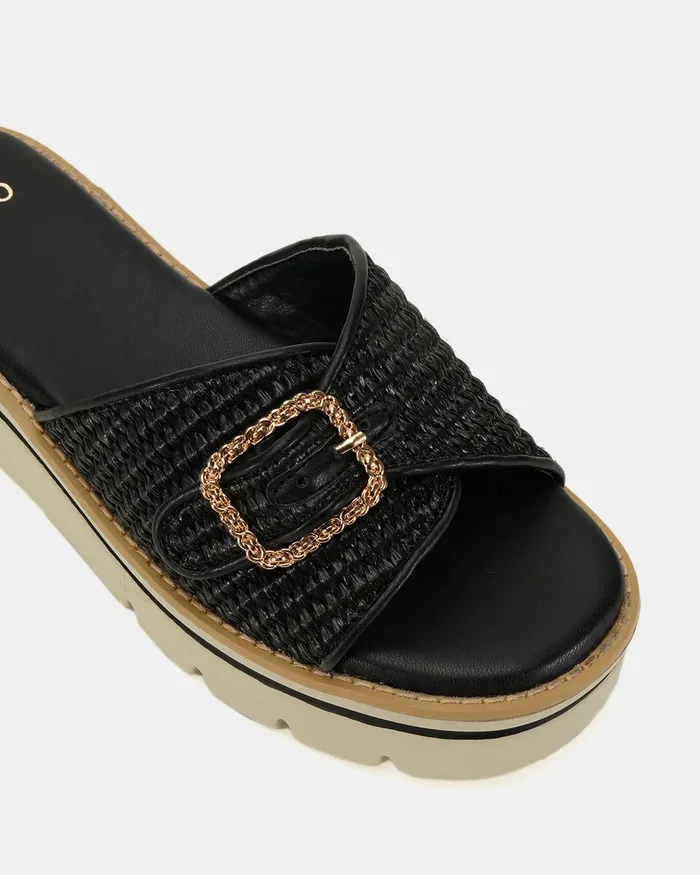 Wedges NOVO Shoes Women BETTE BLACK RAFFIA