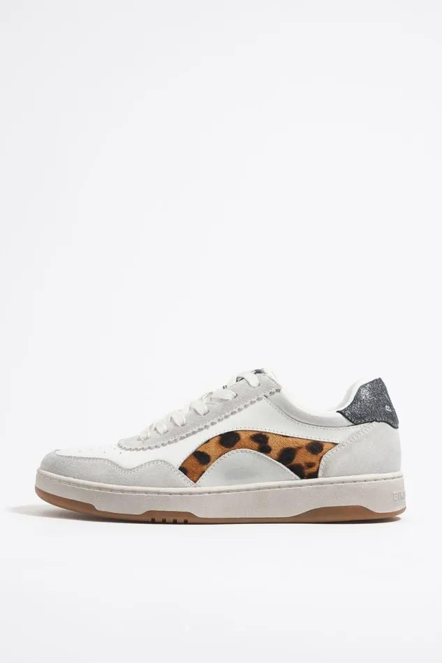 White Leopard Print Leather 13 57 Cupsole Sneaker White Women Bimba Y Lola Sneakers