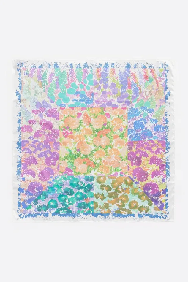 White Mixed Acrylic Floral Scarf Off White Women Bimba Y Lola Scarves