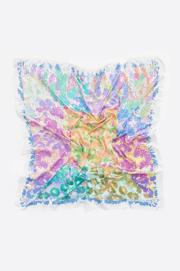 White Mixed Acrylic Floral Scarf Off White Women Bimba Y Lola Scarves White Mixed Acrylic Floral Scarf Off White Women Bimba Y Lola Scarves