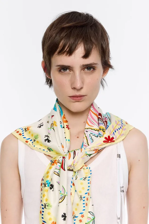 White Palm Tree Scarf White Women Bimba Y Lola Scarves White Palm Tree Scarf White Women Bimba Y Lola Scarves