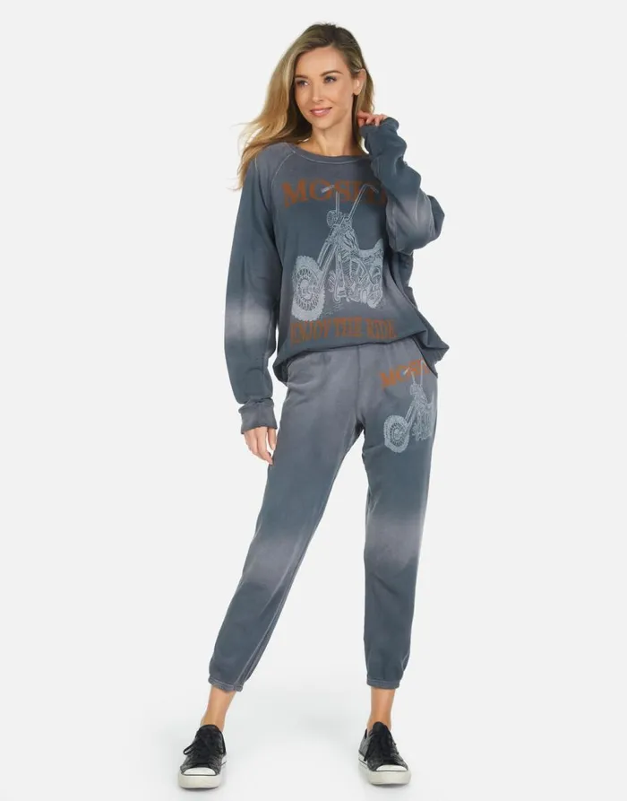 Women039s Alana Moshi Ride Faded Graphite Lauren Moshi Crop Sweatpants