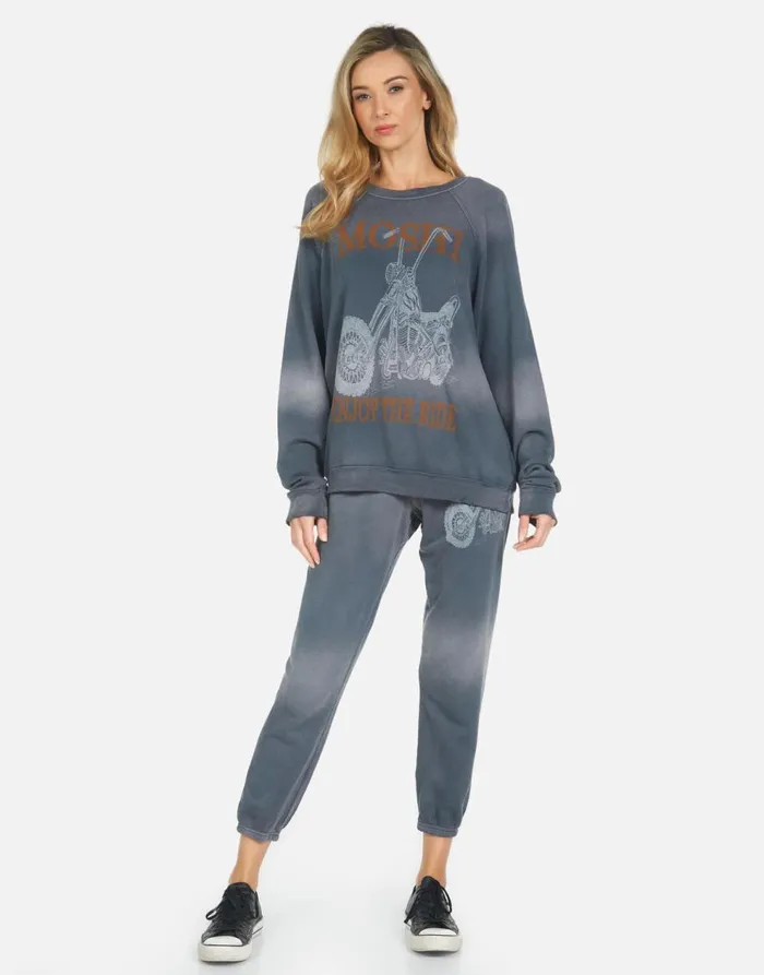 Women039s Alana Moshi Ride Faded Graphite Lauren Moshi Crop Sweatpants