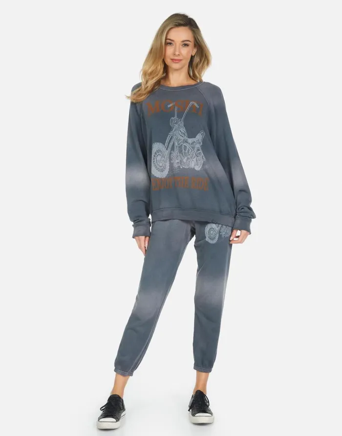 Women039s Alana Moshi Ride Faded Graphite Lauren Moshi Crop Sweatpants