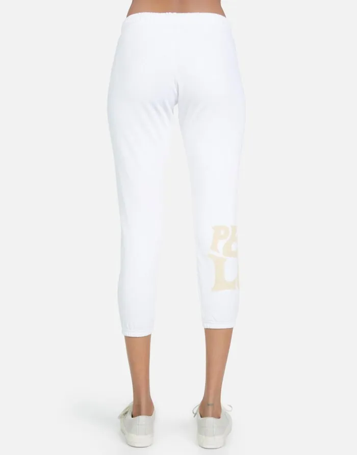 Women039s Alana Peace Love Camel White Lauren Moshi Crop Sweatpants
