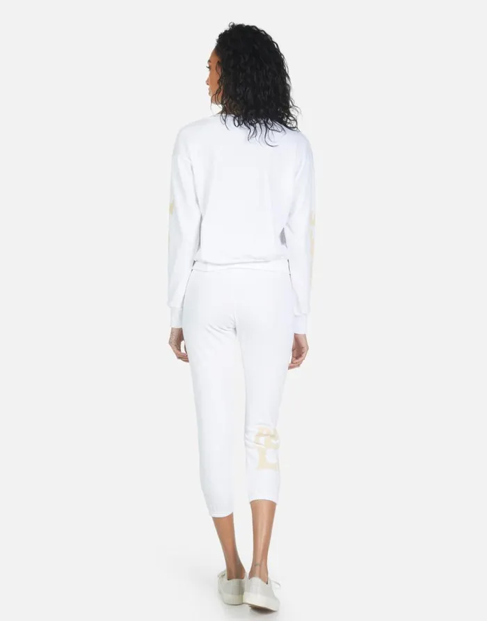 Women039s Alana Peace Love Camel White Lauren Moshi Crop Sweatpants
