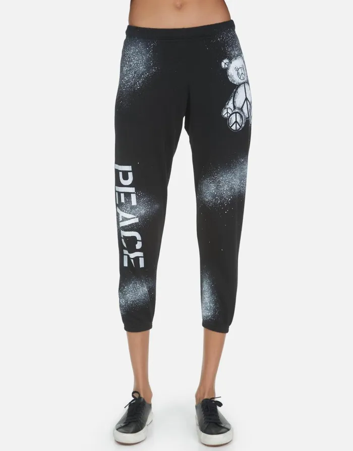 Women039s Alana Peace Teddy Black Lauren Moshi Crop Sweatpants
