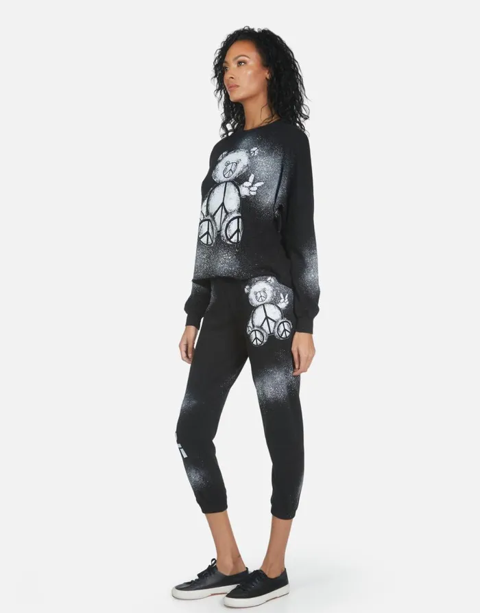 Women039s Alana Peace Teddy Black Lauren Moshi Crop Sweatpants