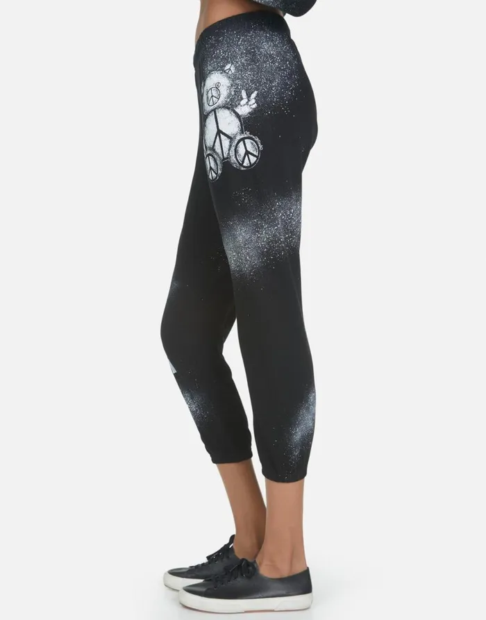 Women039s Alana Peace Teddy Black Lauren Moshi Crop Sweatpants