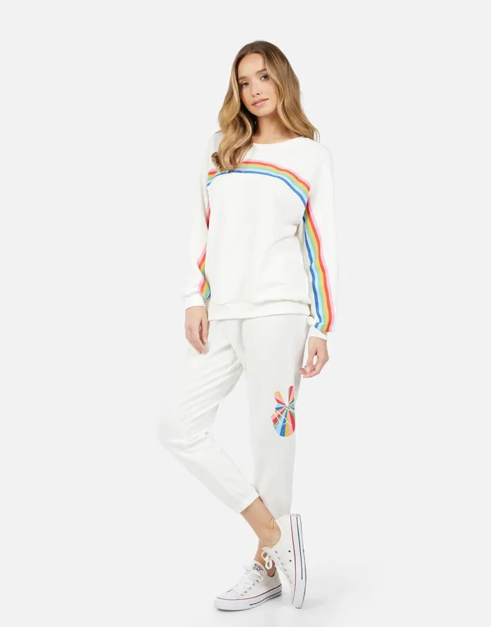Women039s Alana Stripe Peace Milk Lauren Moshi Long Sweatpants
