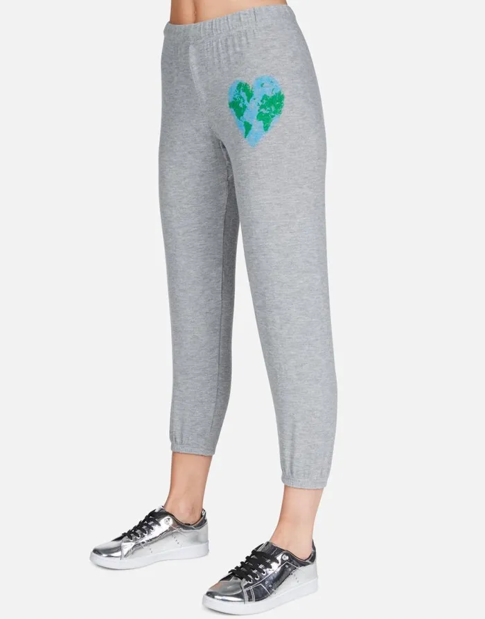 Women039s Alana World Love Heather Grey Lauren Moshi Crop Sweatpants