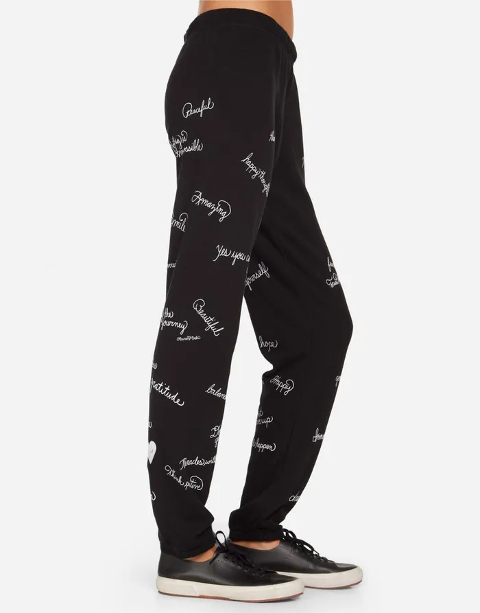 Women039s Brynn Happy Thoughts Black Lauren Moshi Long Sweatpants