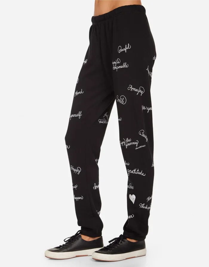 Women039s Brynn Happy Thoughts Black Lauren Moshi Long Sweatpants