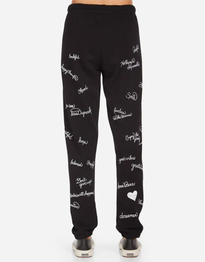 Women039s Brynn Happy Thoughts Black Lauren Moshi Long Sweatpants