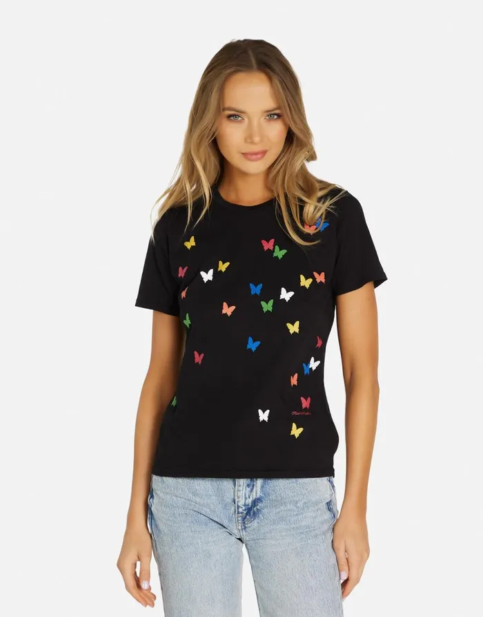 Women039s Croft Mini Butterflies Black Lauren Moshi Short Sleeve
