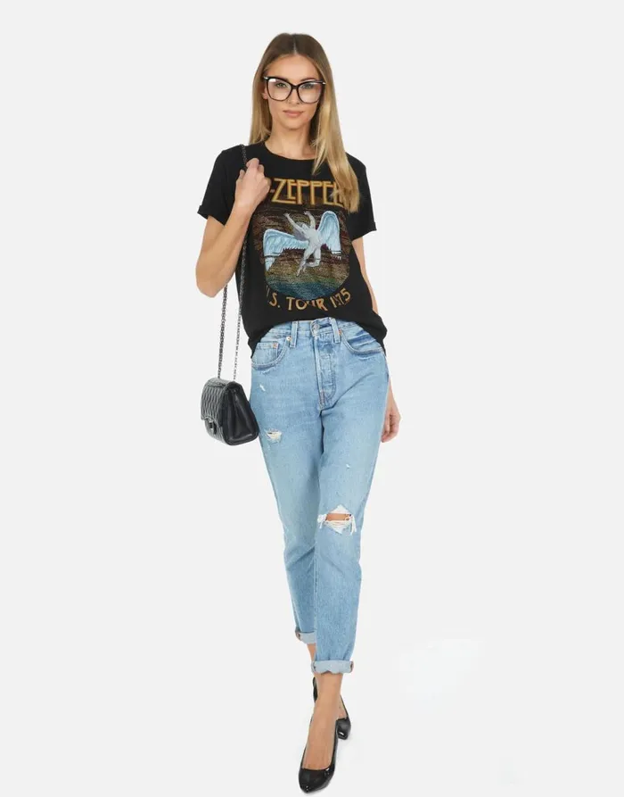 Women039s Edda Led Zeppelin Black Lauren Moshi Short Sleeve