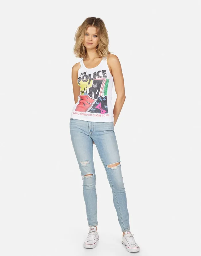 Women039s Esmerelda The Police Don039t Stand White Lauren Moshi Tanks