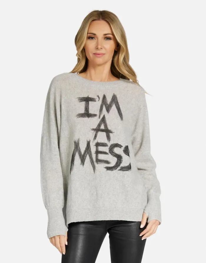 Women039s Hollis I039m A Mess Heather Grey Lauren Moshi Long Sleeve