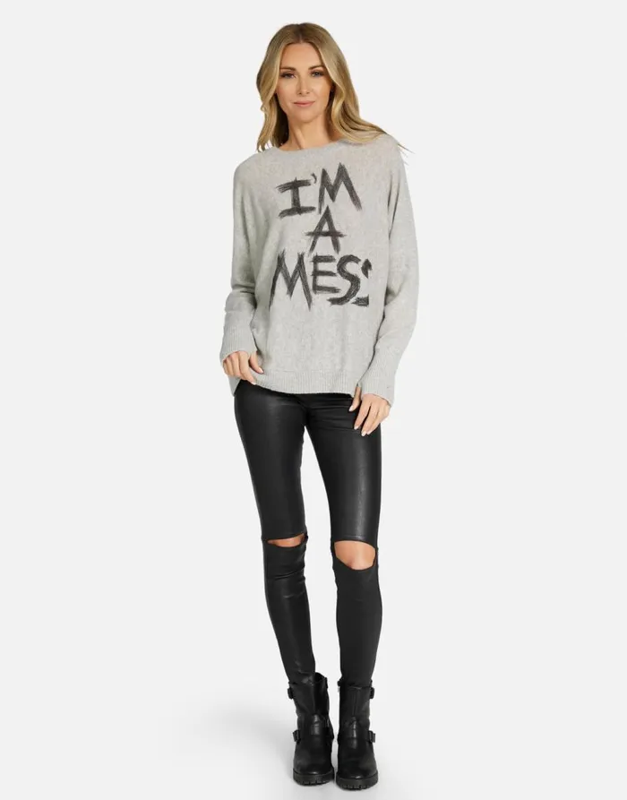 Women039s Hollis I039m A Mess Heather Grey Lauren Moshi Long Sleeve