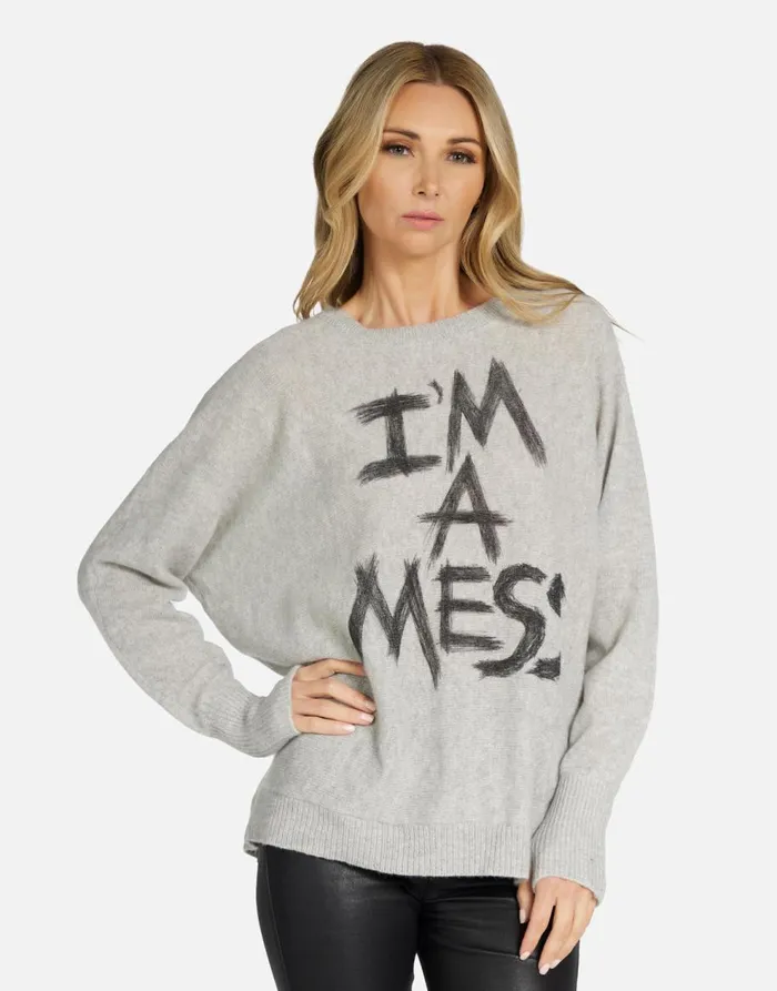 Women039s Hollis I039m A Mess Heather Grey Lauren Moshi Long Sleeve