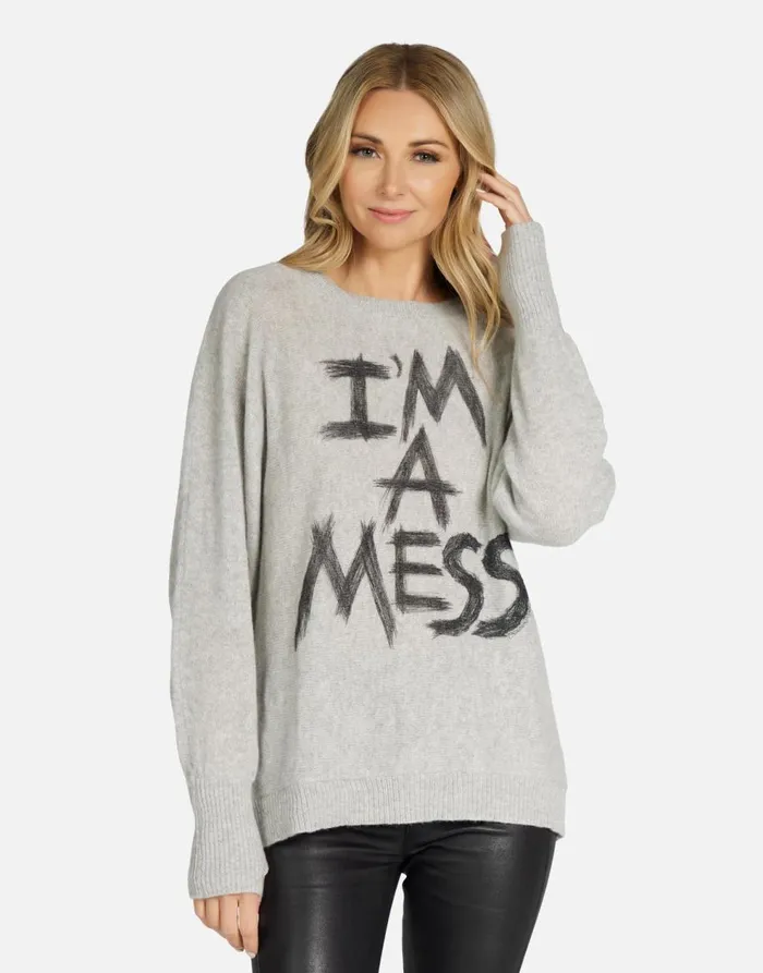 Women039s Hollis I039m A Mess Heather Grey Lauren Moshi Long Sleeve