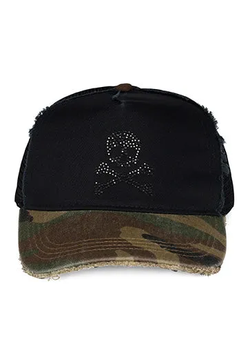 Women039s Jilly Crystal Crossbone Skull Black Camo Lauren Moshi Hats