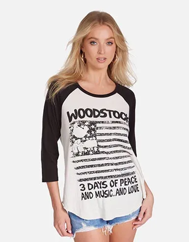 Women039s Maglan Woodstock Flag Faded Whiteonyx Lauren Moshi Long Sleeve