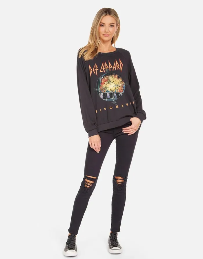 Women039s Noleta X Def Leppard Pyromania Onyx Lauren Moshi Long Sleeve
