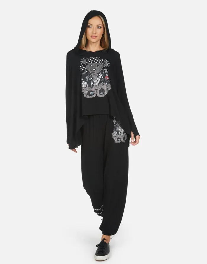 Women039s Tanzy Crystal Rocker Teddy Black Lauren Moshi Long Sweatpants