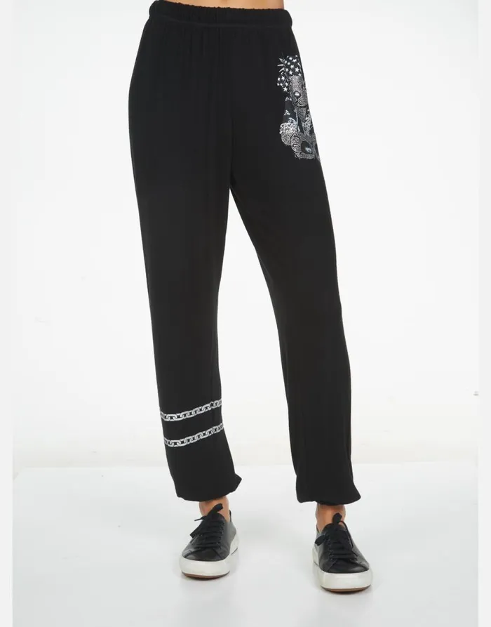 Women039s Tanzy Crystal Rocker Teddy Black Lauren Moshi Long Sweatpants