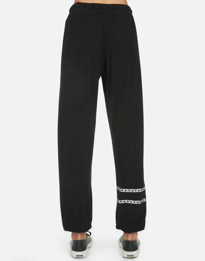 Women039s Tanzy Crystal Rocker Teddy Black Lauren Moshi Long Sweatpants