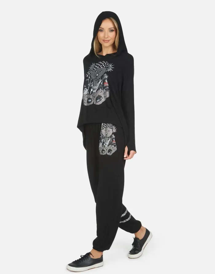 Women039s Tanzy Crystal Rocker Teddy Black Lauren Moshi Long Sweatpants