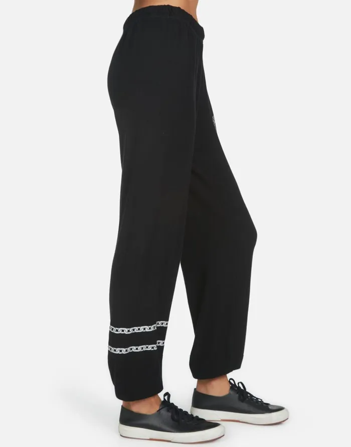 Women039s Tanzy Crystal Rocker Teddy Black Lauren Moshi Long Sweatpants