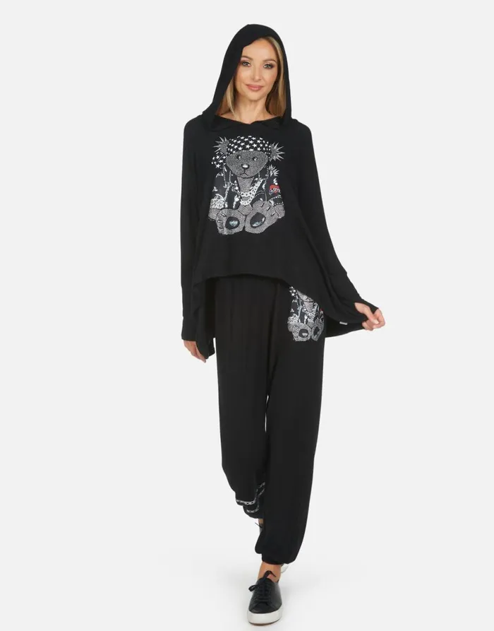 Women039s Tanzy Crystal Rocker Teddy Black Lauren Moshi Long Sweatpants
